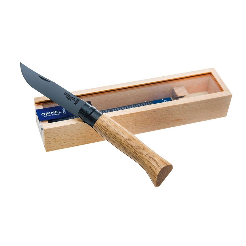 Opinel Messer Nr. 8 Edelstahl Luxus Edition Schwarz und Eiche. (Opinel Inox).