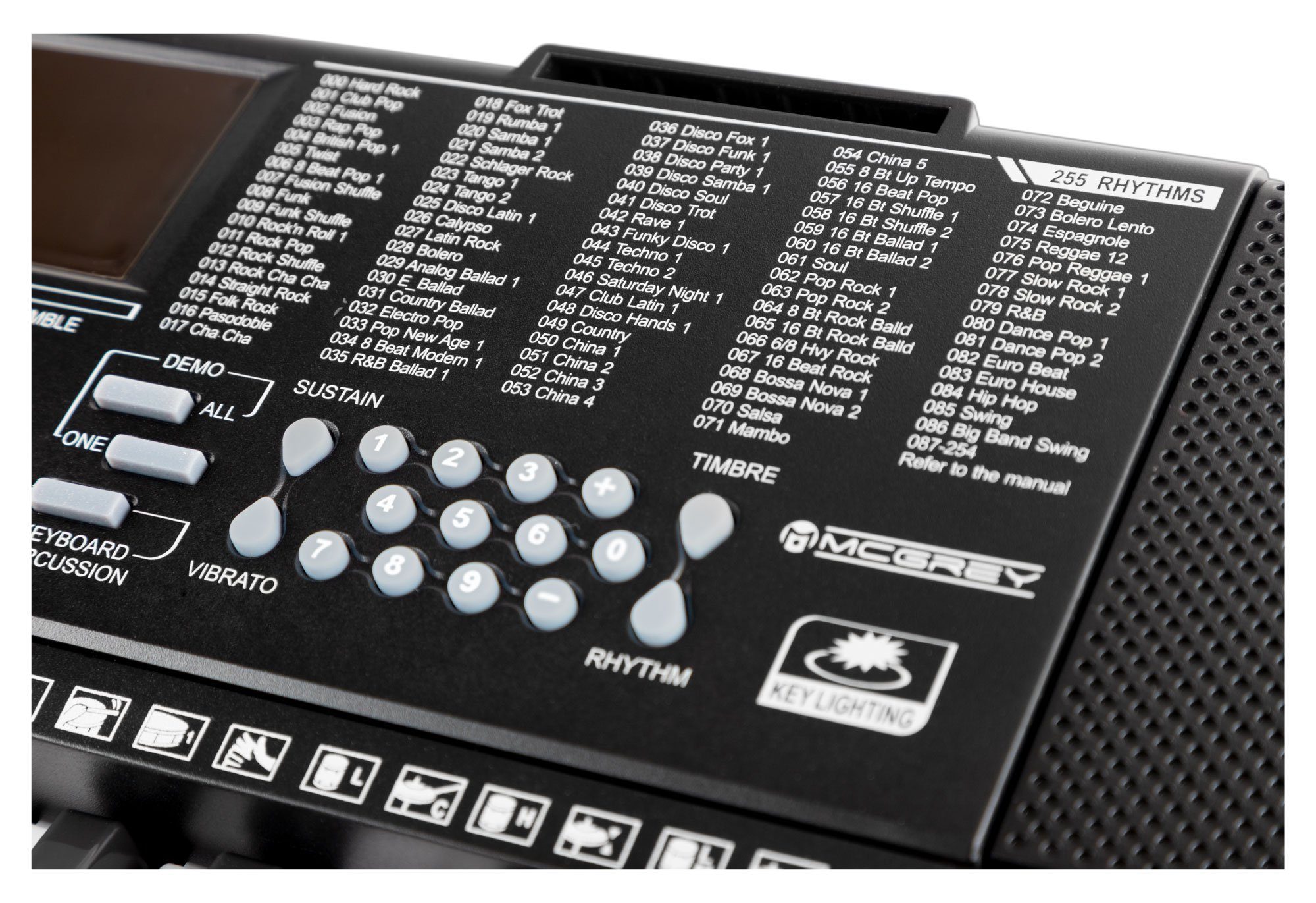 McGrey Home Keyboard LK-6120-MIC - Einsteiger-Keyboard mit 61 Leuchttasten, (2 tlg., Inkl. Mikrofon und Notenhalter), 255 Sounds und Rhythmen - 50 Demo Songs mit Lernfunktionen