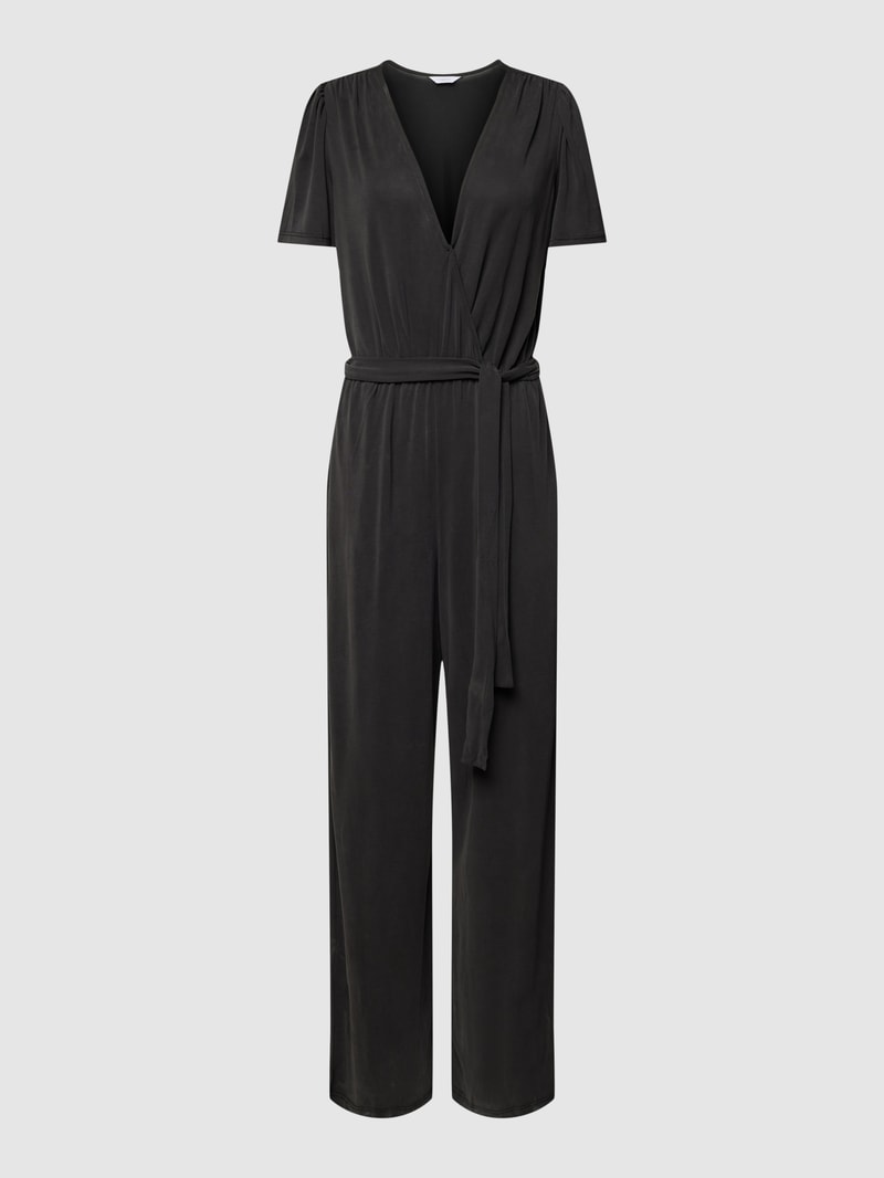 Jumpsuit im Wickel-Design in schwarz