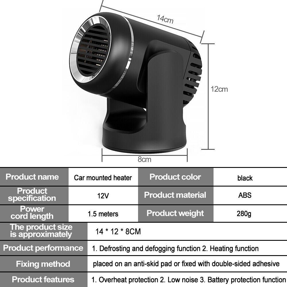 meeteu Heizlüfter 12V 200W Auto Heizung Luftheizung Defroster, 2 in 1 KFZ Truck Heizlüfter, Tragbare, 360° drehbar
