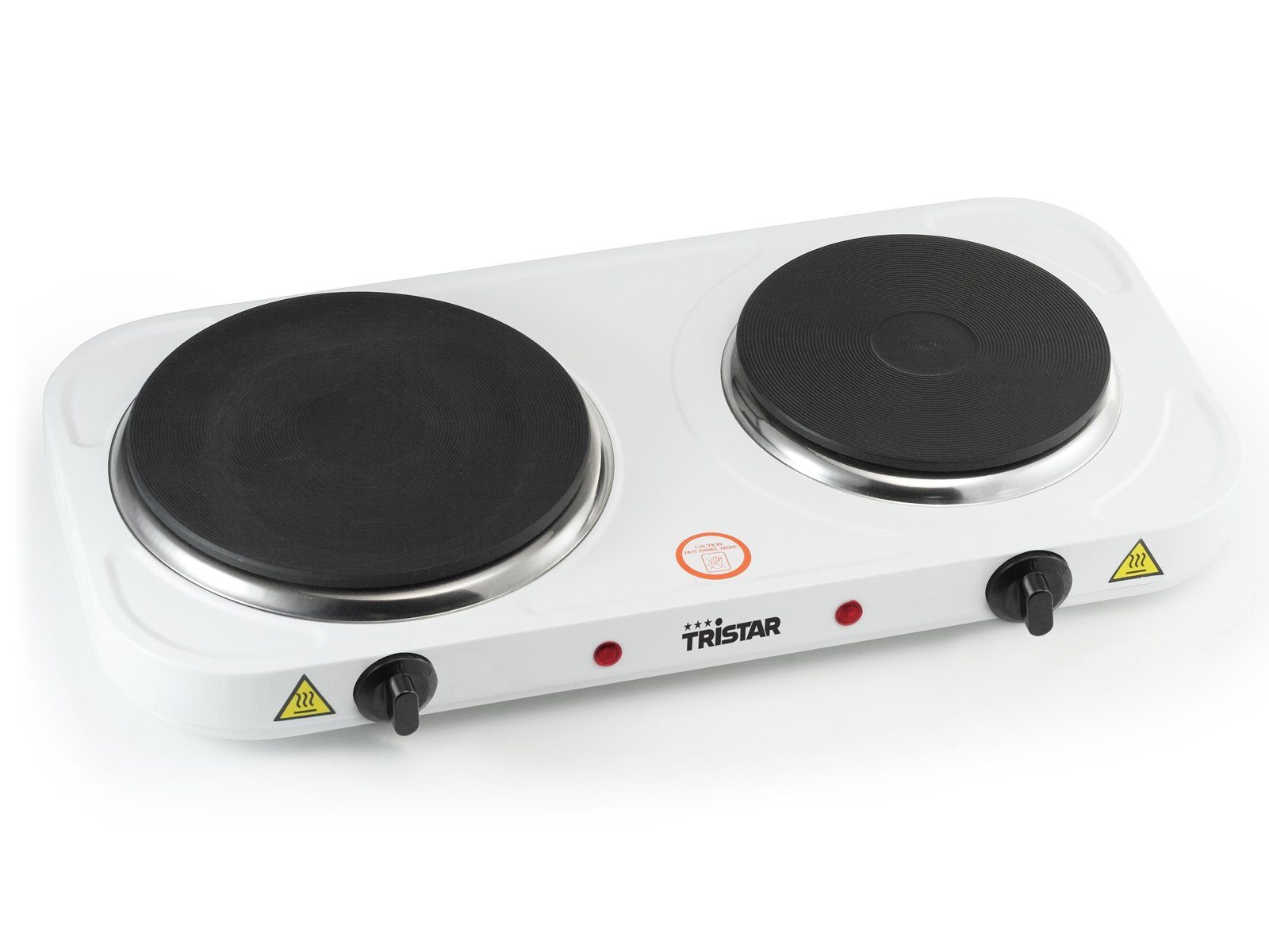 Tristar Doppelkochplatte, Mobiles elektrisches 2er Platten autarkes Kochfeld 15,5/18,5cm Camping