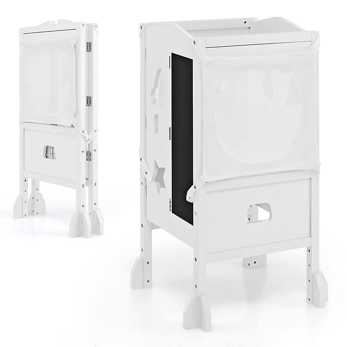 Lernturm Tritthocker klappbar mit Tafel & Sicherheitsnetz