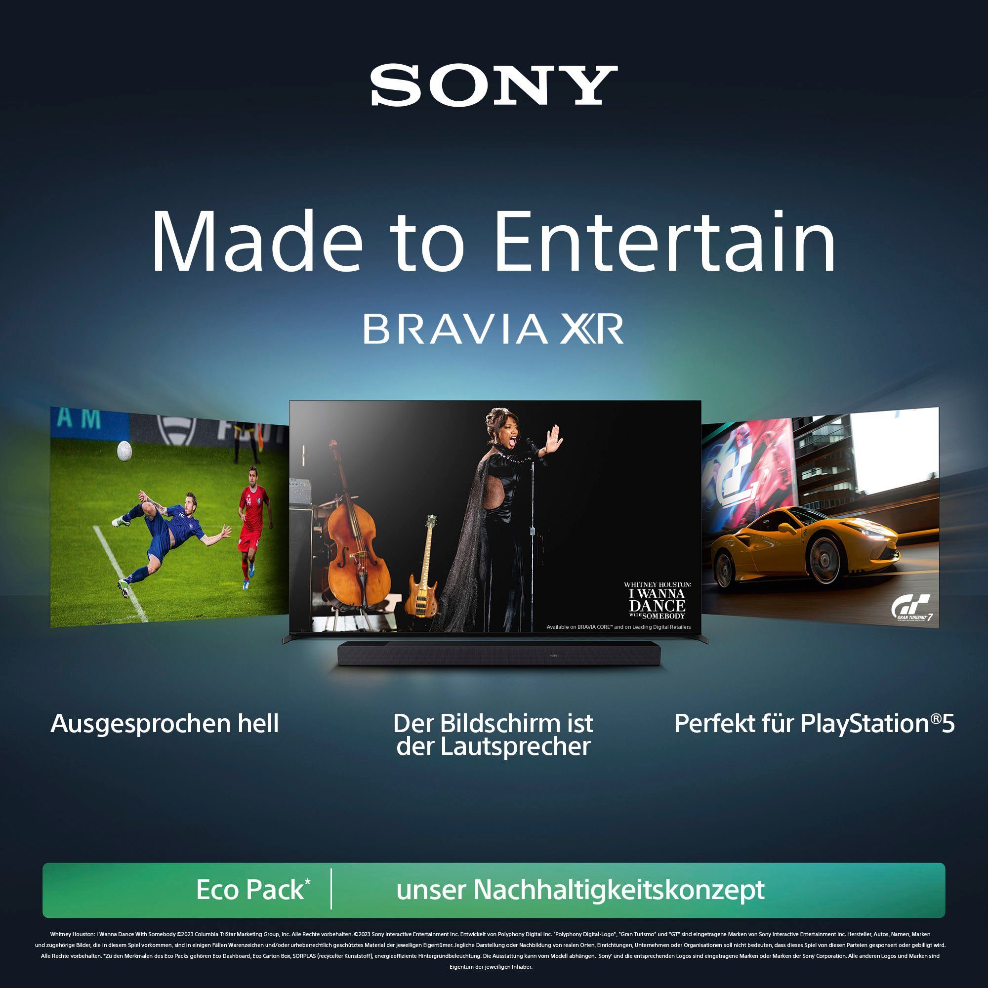 Sony XR-55A95L OLED-Fernseher (139 cm/55 Zoll, 4K Ultra HD, Google TV, Smart-TV, TRILUMINOS PRO, BRAVIA CORE, mit exklusiven PS5-Features)
