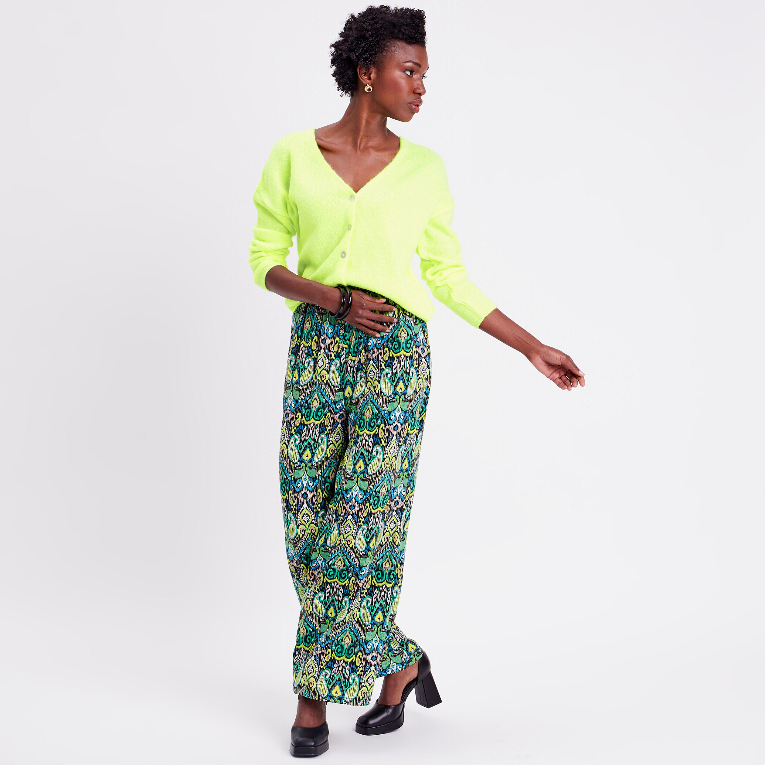 Pantalon droit fluide noir femme | Cache Cache