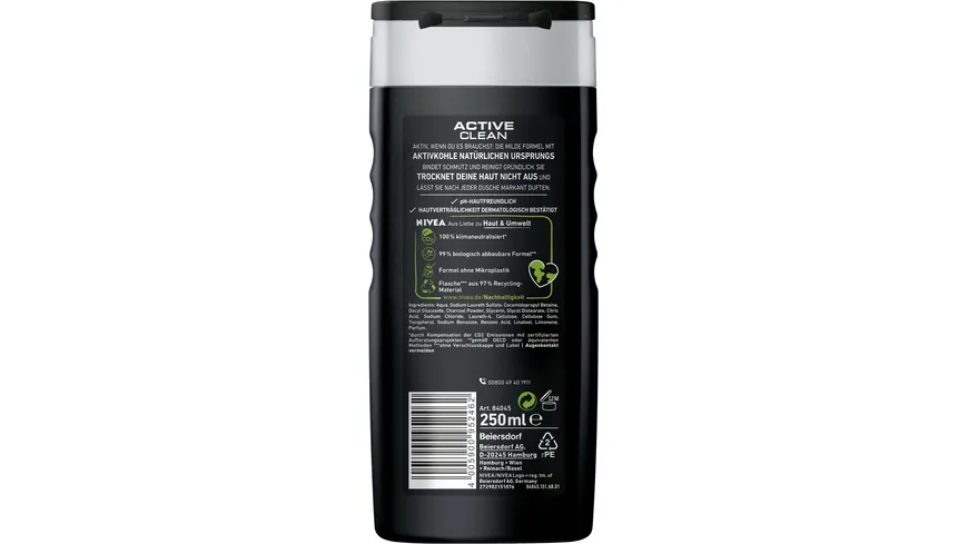 NIVEA MEN Duschgel Active Clean 3 in 1 250 ml