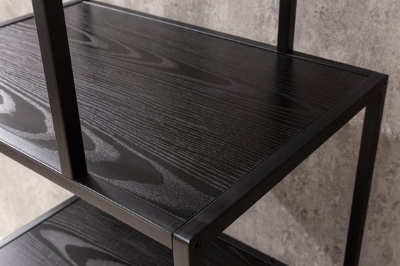 riess-ambiente Standregal SLIM LINE 185cm schwarz, Einzelartikel 1-tlg., Wohnzimmer · Holzwerkstoff · Metall · mit Ablage · Industrial