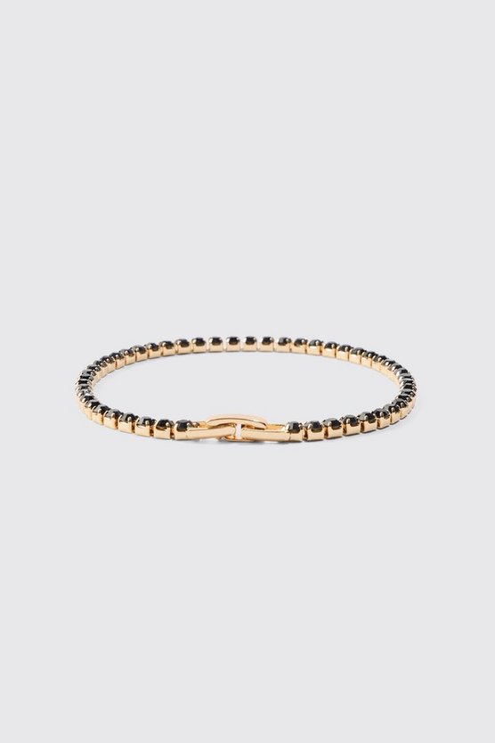 Armband mit Strass und Kontrast-Steinen in Schwarz