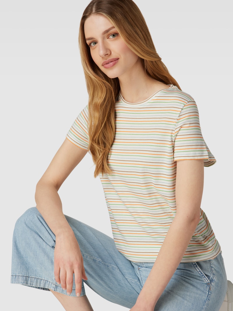 T-Shirt mit Streifenmuster in orange