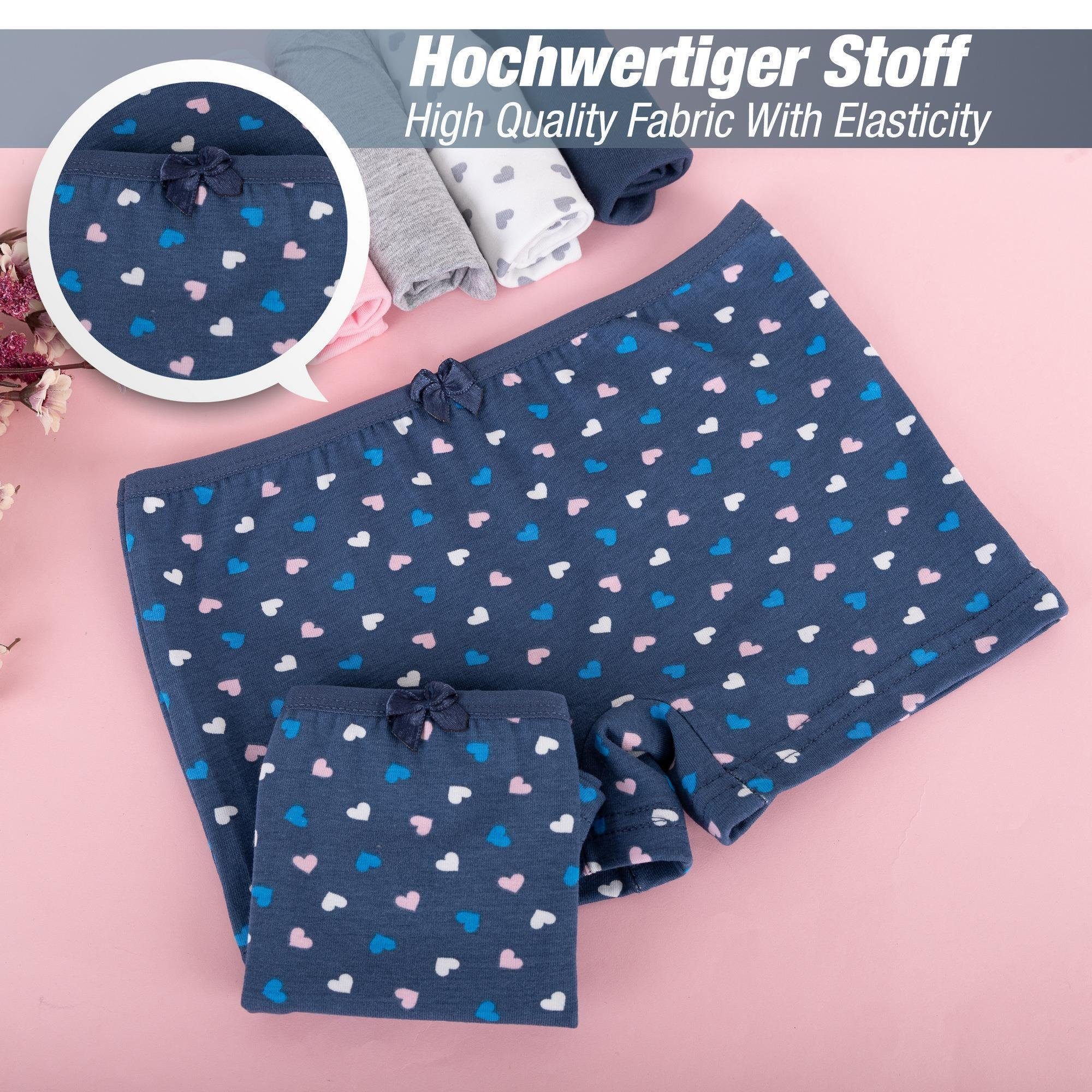 LOREZA Panty 10 Mädchen Pantys Unterwäsche Baumwolle - Herz Muster (Spar-Packung, 10-St)