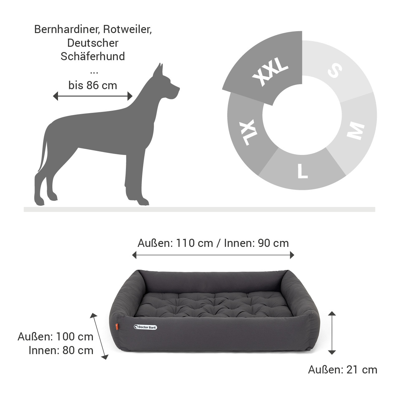 Doctor Bark Hundebetten Doctor Bark Hundebett grau XXL