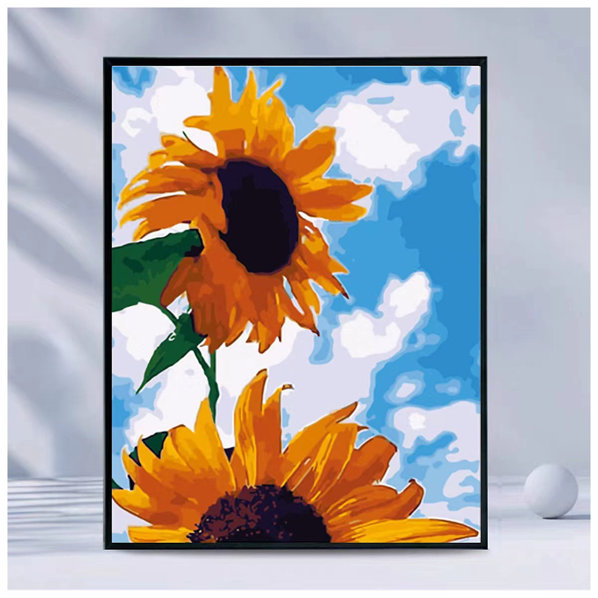 DIY handgemaltes gefülltes digitales Ölgemälde Handkoloriertes Sonnenblumenkunst-Hängebild zum Ausmalen Materialsets
