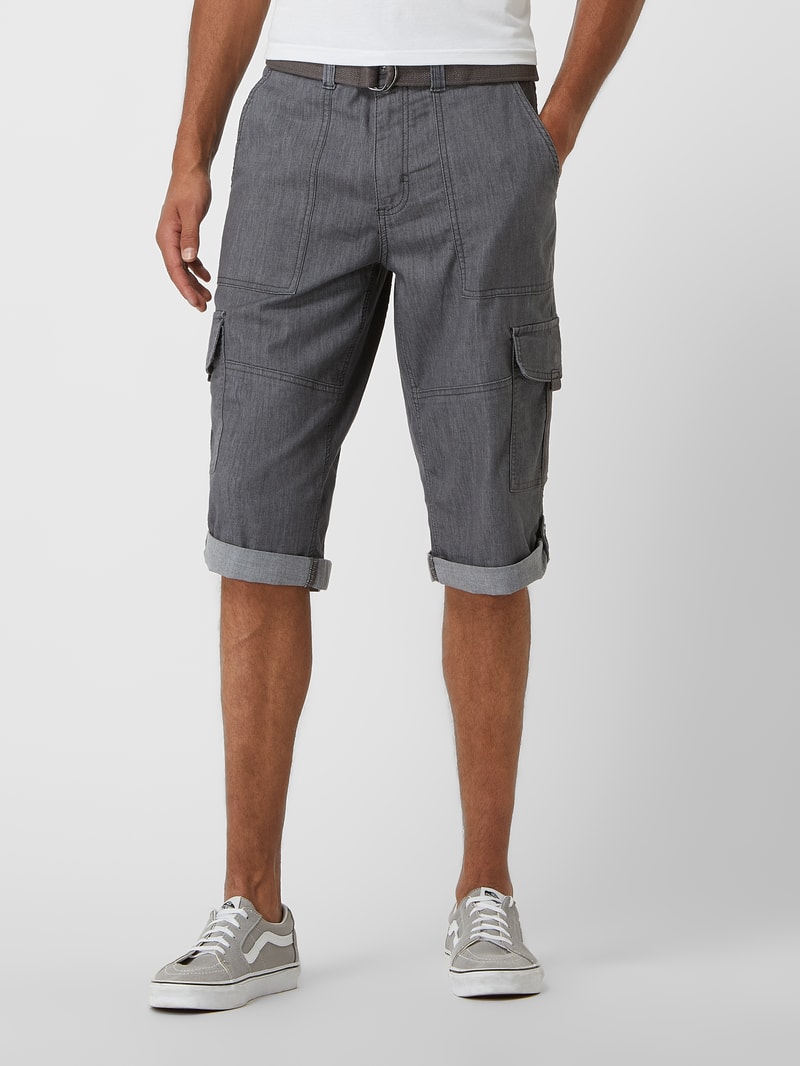 Regular Fit Bermudas mit Cargotaschen in mittelgrau
