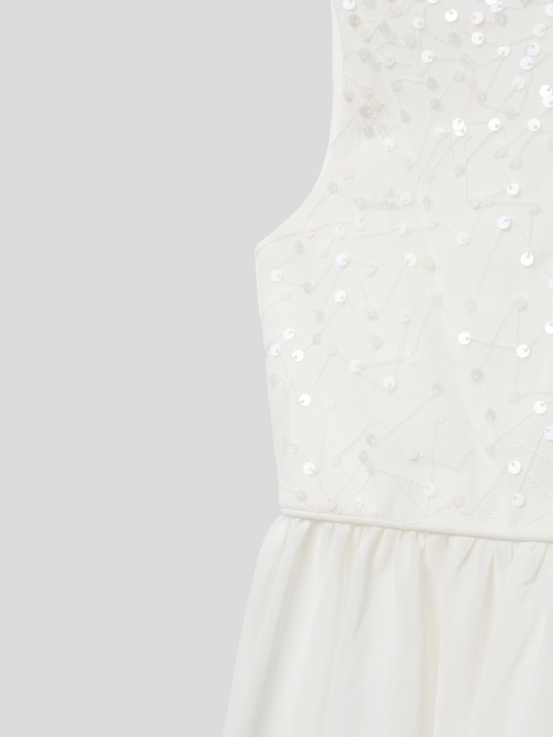 Kleid mit Paillettenbesatz in ecru
