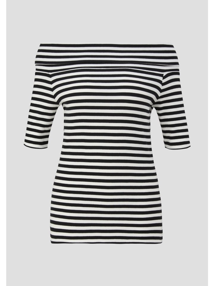 s.Oliver T-Shirt kurzarm in Creme-schwarz günstig kaufen