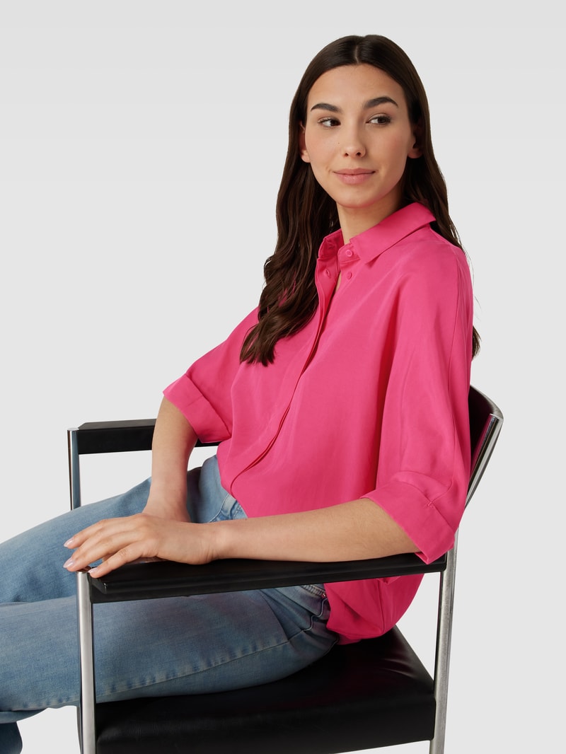 Bluse mit kurzen Raglanärmeln in fuchsia