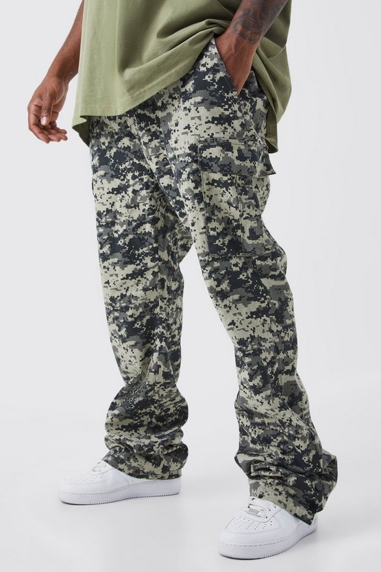 Plus Slim-Fit Camouflage Cargo-Hose mit Druckknöpfen