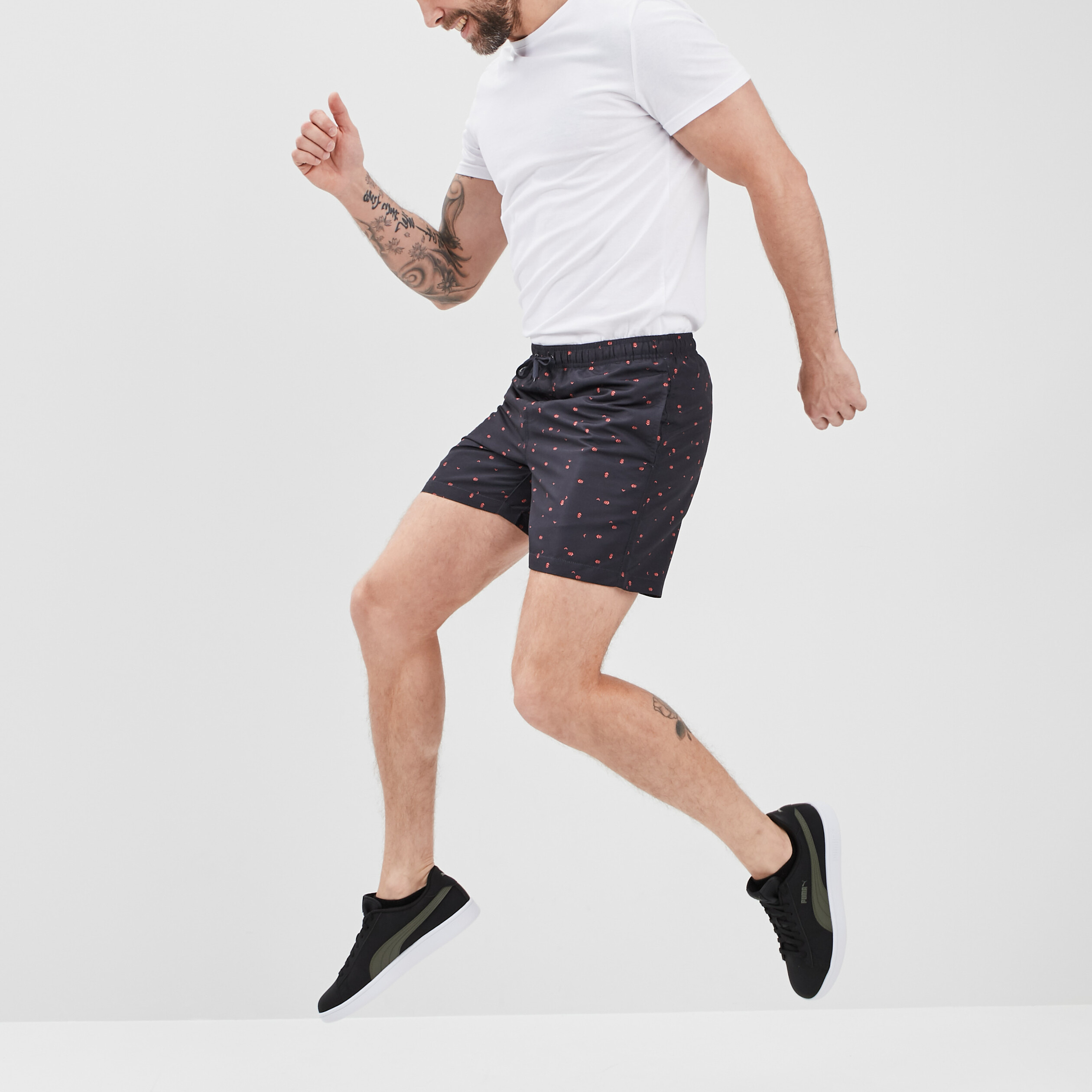 Short de bain taille élastiquée bleu marine homme | La Halle