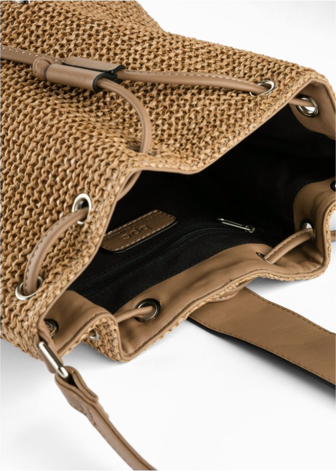 Beuteltasche in Strohoptik