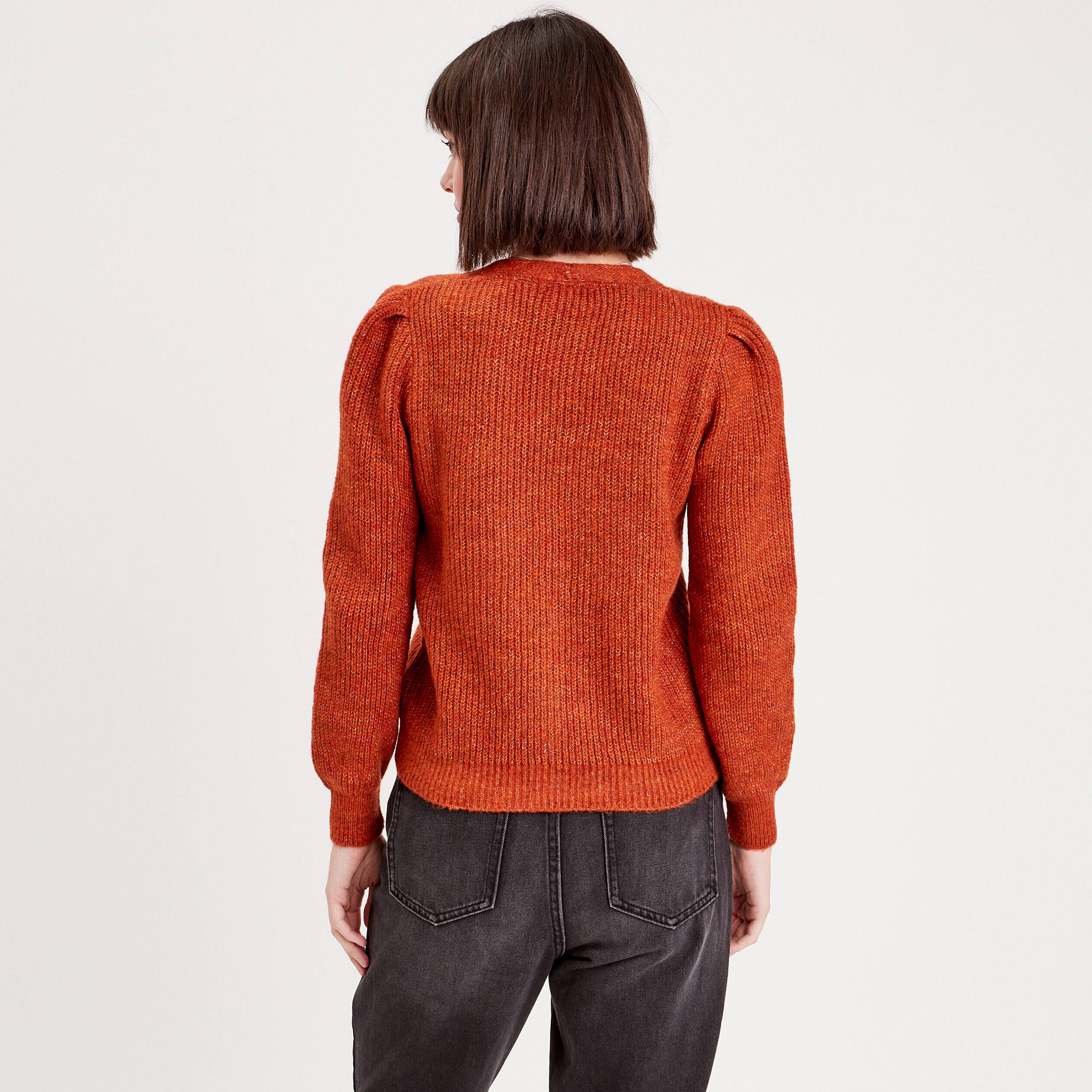Gilet manches longues marron cognac femme | Cache Cache