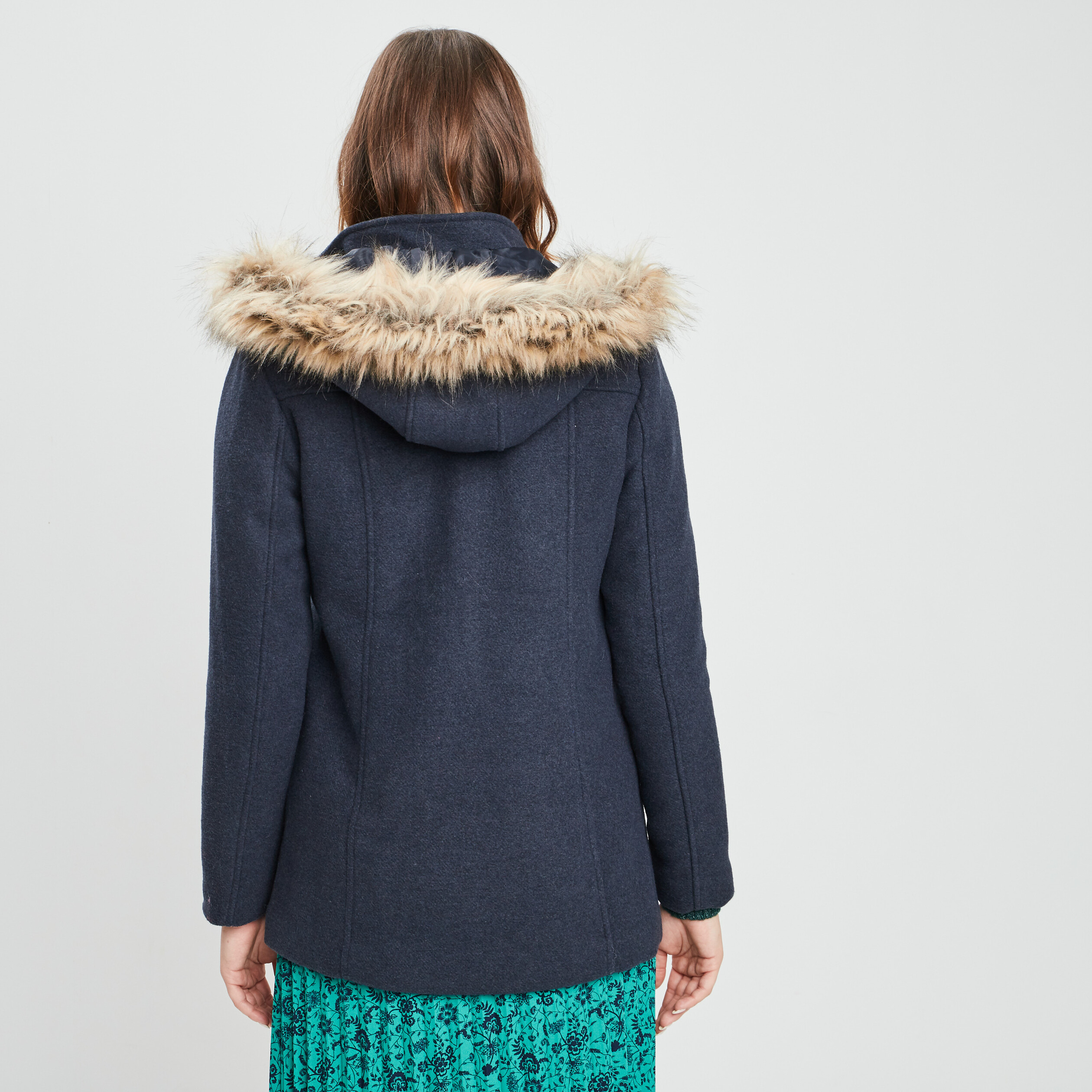 Manteau ample à capuche bleu marine femme | La Halle