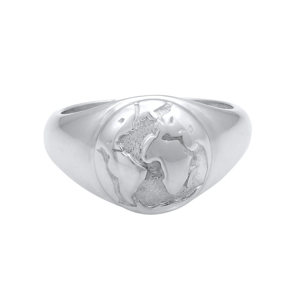 Elli Elli Bague Chevalière Globe Voyage Bague Femme - (925/1000) Argent Bague
