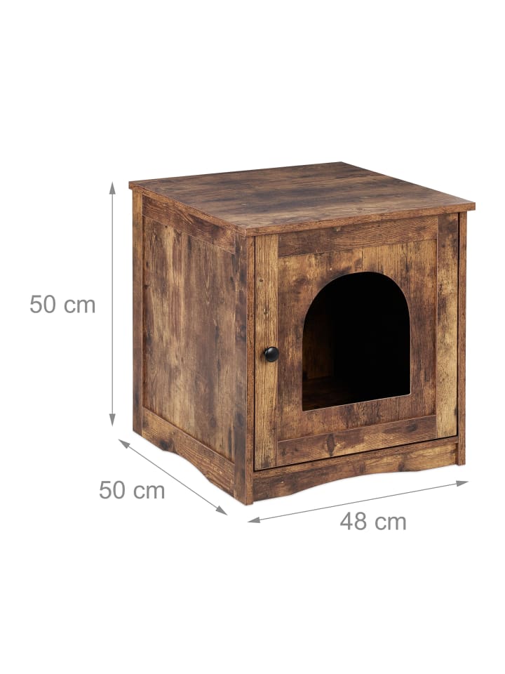 relaxdays Katzenschrank in Braun - (B)48 x (H)50 x (T)50 cm günstig kaufen onesize