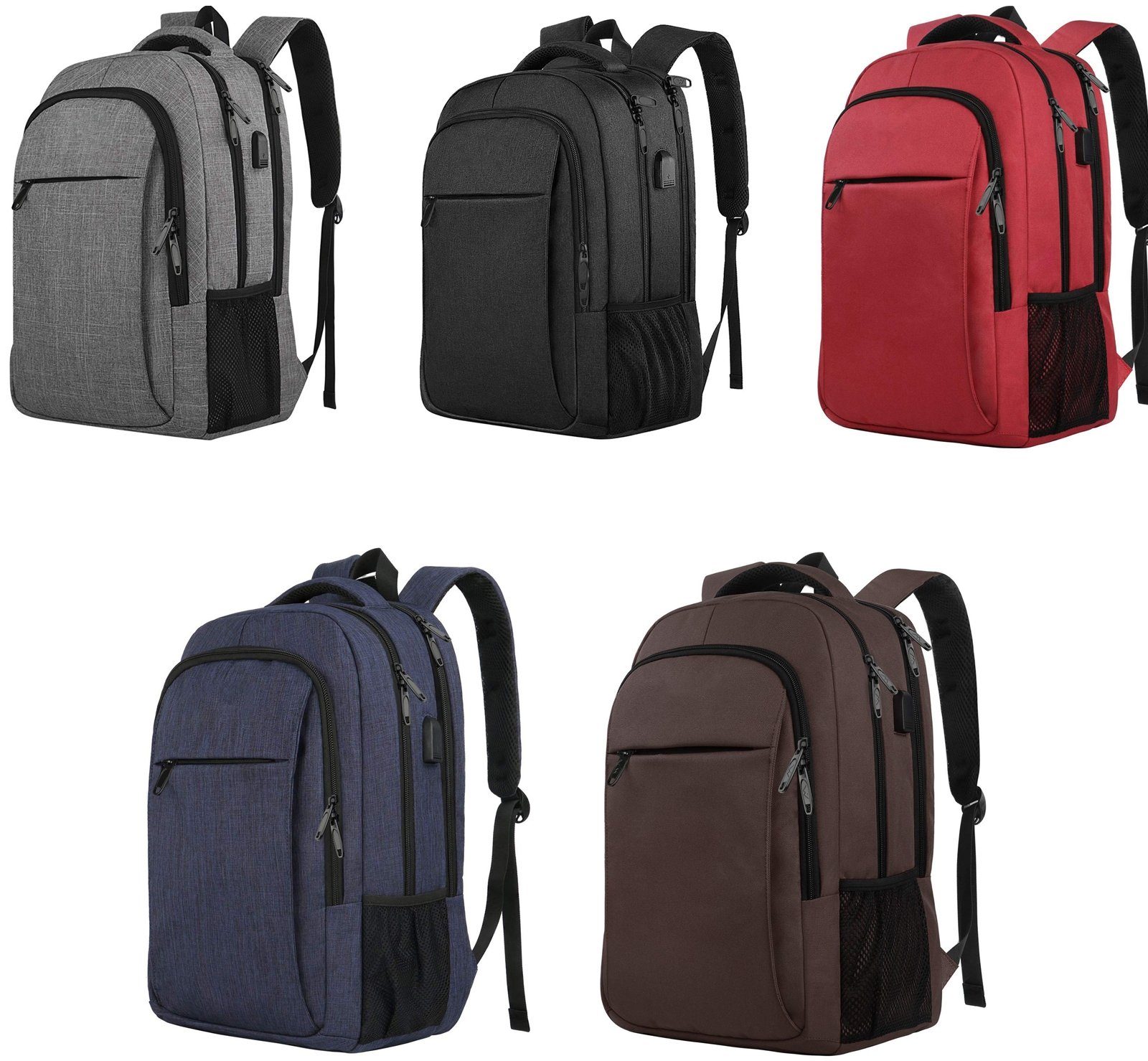 REDOM Laptoprucksack Laptop Rucksack Rucksäcke Schulrucksack Wasserbeständig Laptoptasche (Laptop Notebook Tasche Schule Uni Rucksack, mit USB-Lade-Anschluss, Anti-Diebstahl, Backpack mit Laptopfach), Herren Damen Jungen Teenager Freizeit Arbeit Busi