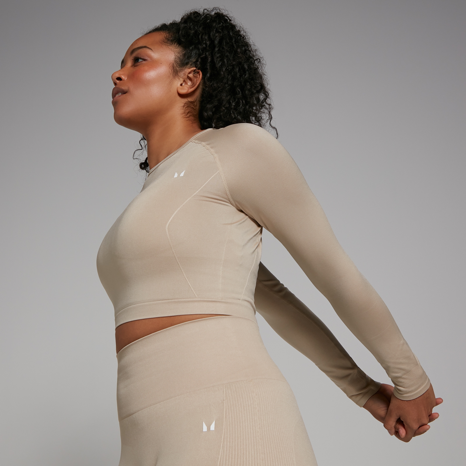 Crop top sans coutures à manches longues MP Shape pour femmes – Grès