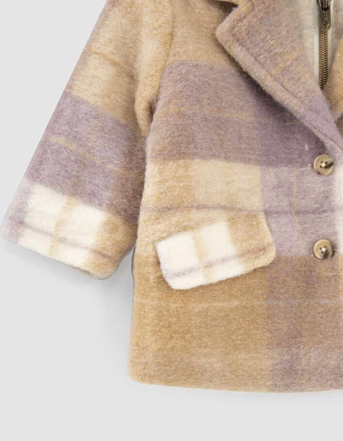Manteau parme motif carreaux bébé fille