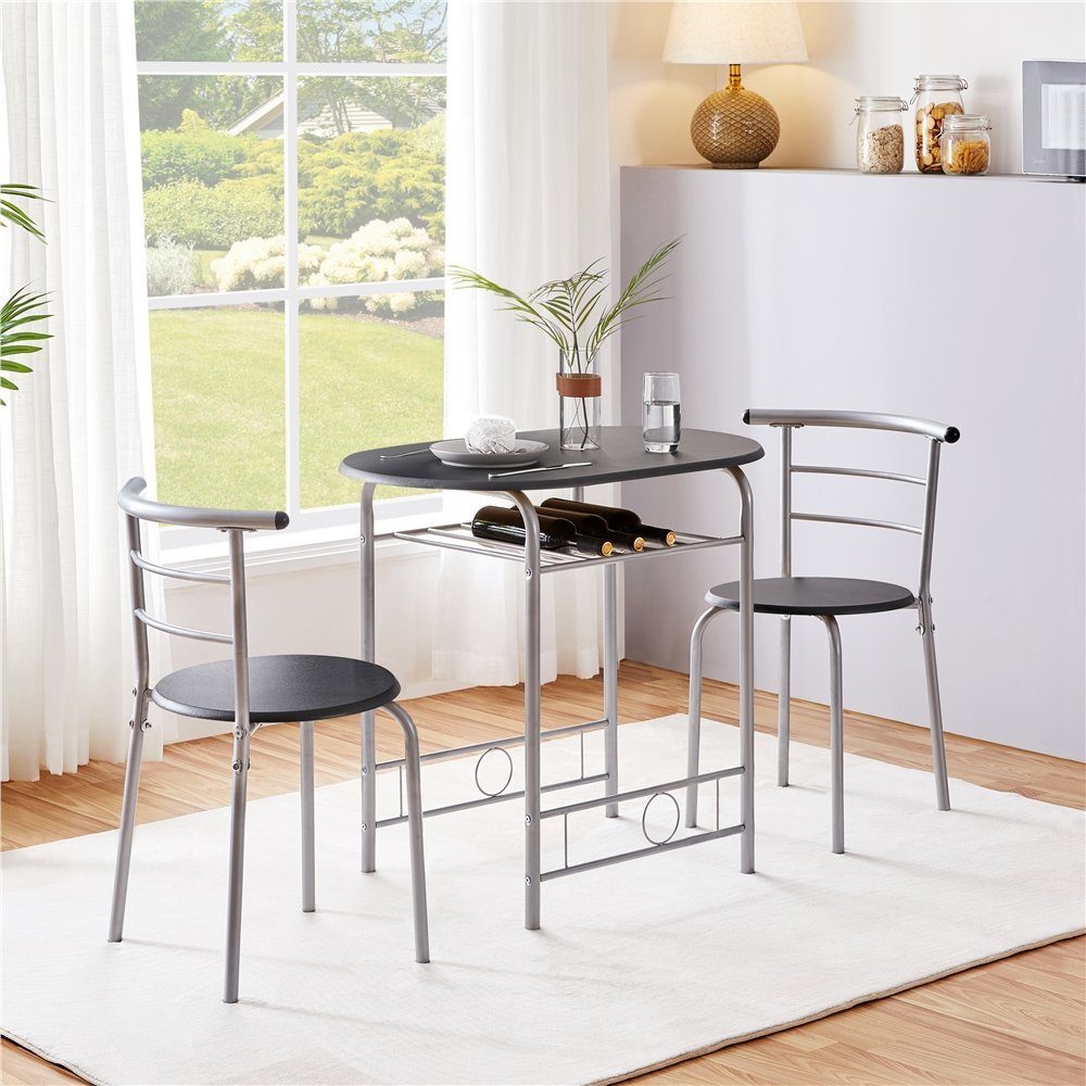 Yaheetech Esszimmer-Set Essgruppe mit 2 Stühlen, Esszimmergruppe 3-teilig