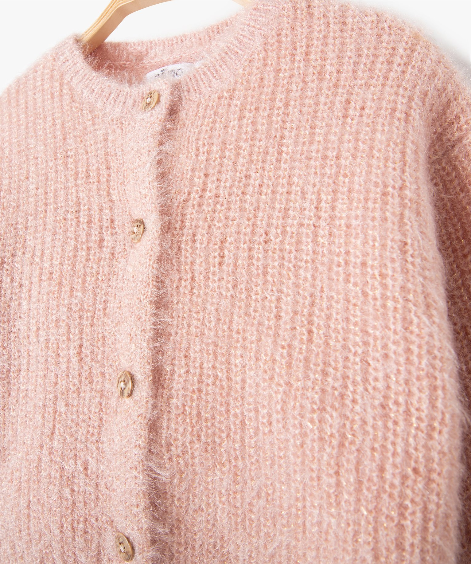 Gilet bébé fille en maille douce pailletée rose | GEMO
