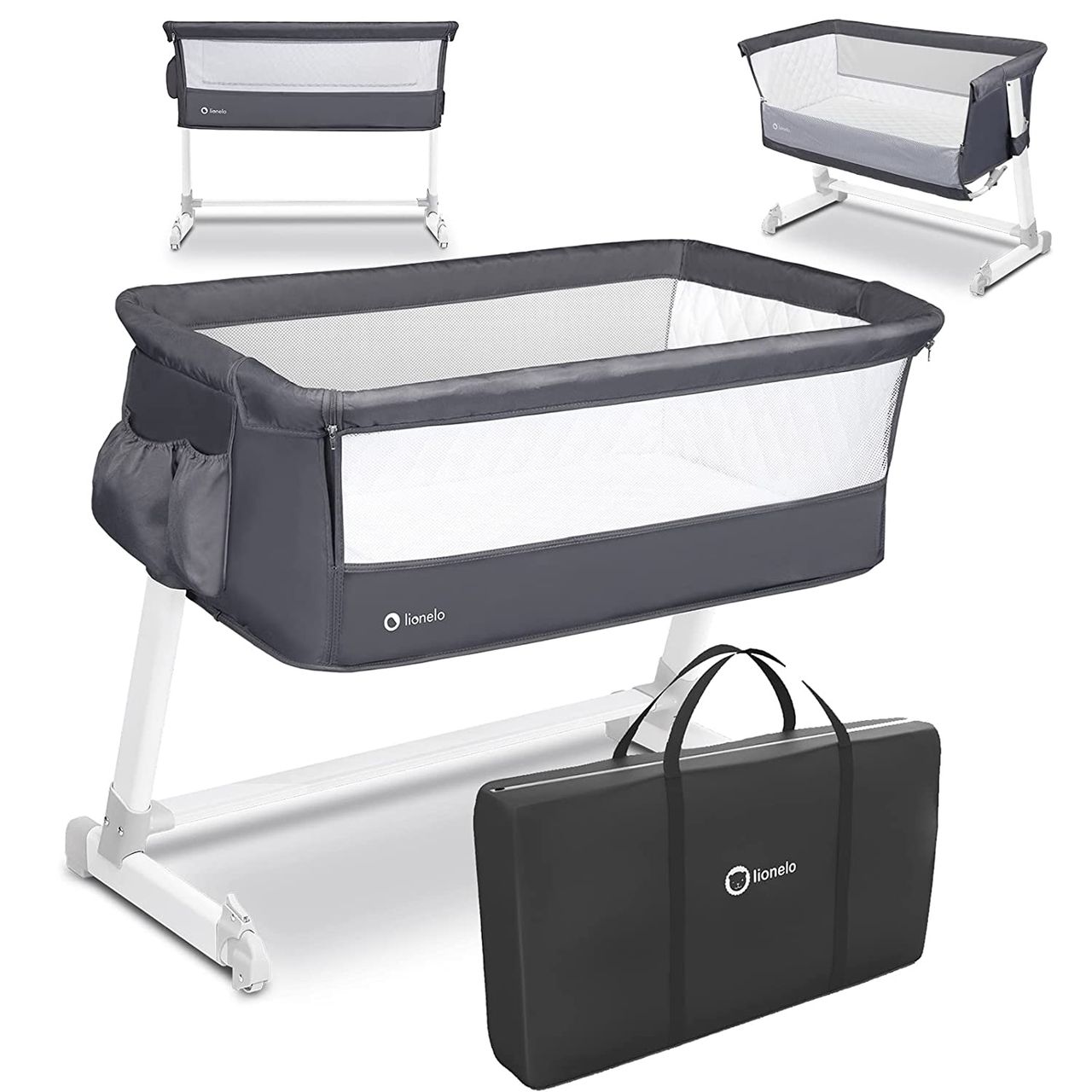 Lionelo Theo Baby Beistellbett dunkelgrau