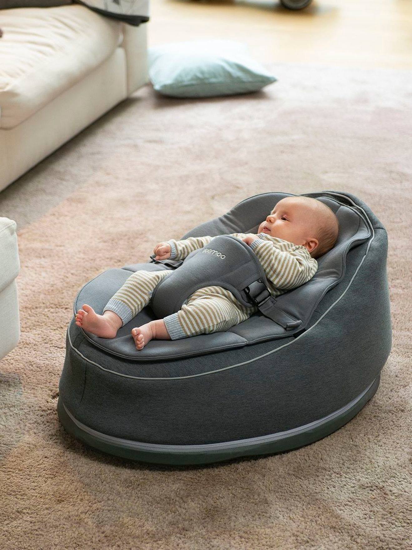 Transat et pouf Doomoo Seat’n Swing BABYMOOV avec balancelle intégrée anthracite