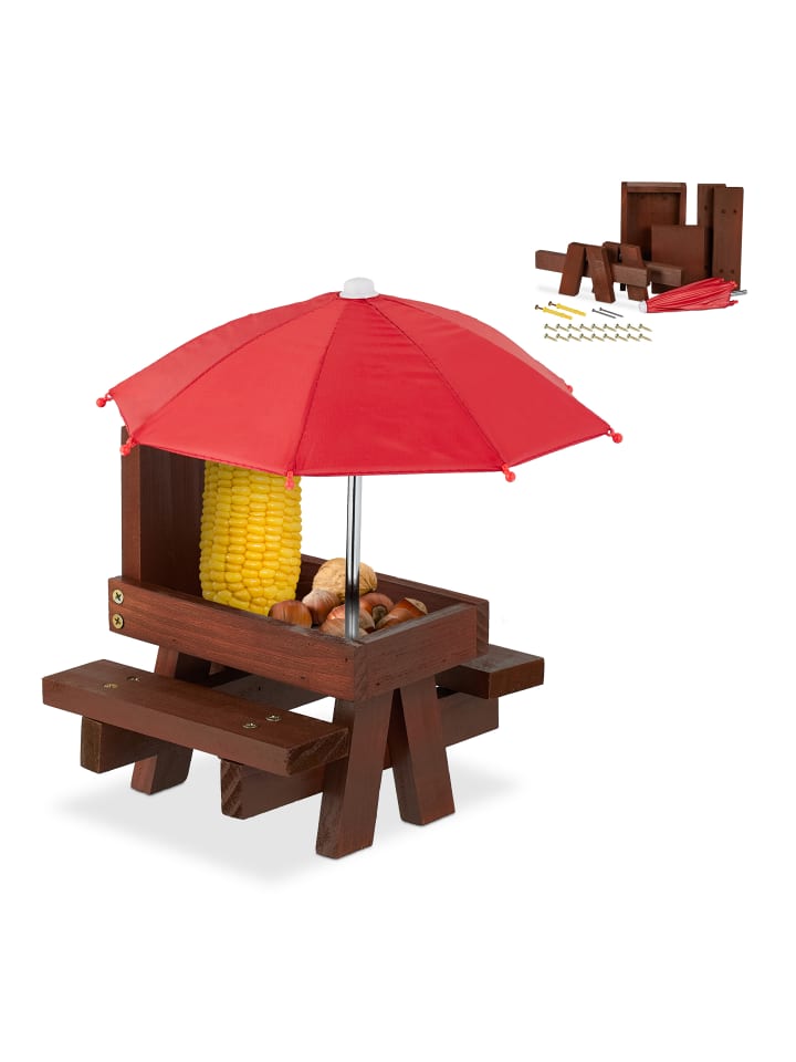 relaxdays Eichhörnchen Tisch in Braun/ Rot günstig kaufen onesize