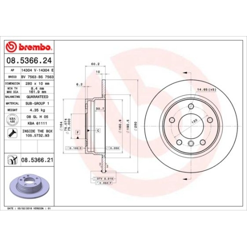 08.5366.21 BREMSSCHEIBE BREMBO HA  VP2 - ATU