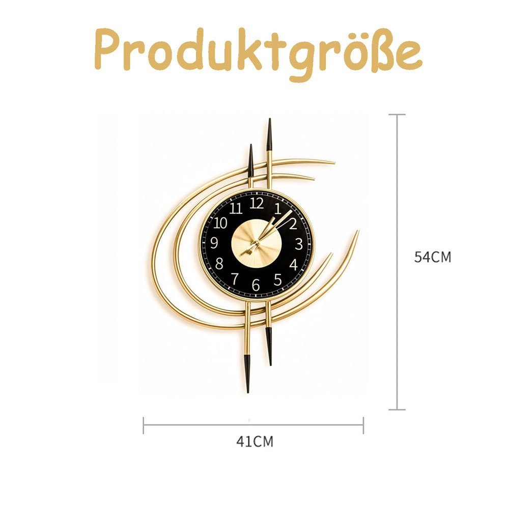 Sarfly Wanduhr Uhr Leise Ohne Tickgeräusche (Modern Gold und Schwarz Wanduhren Groß 54cm)