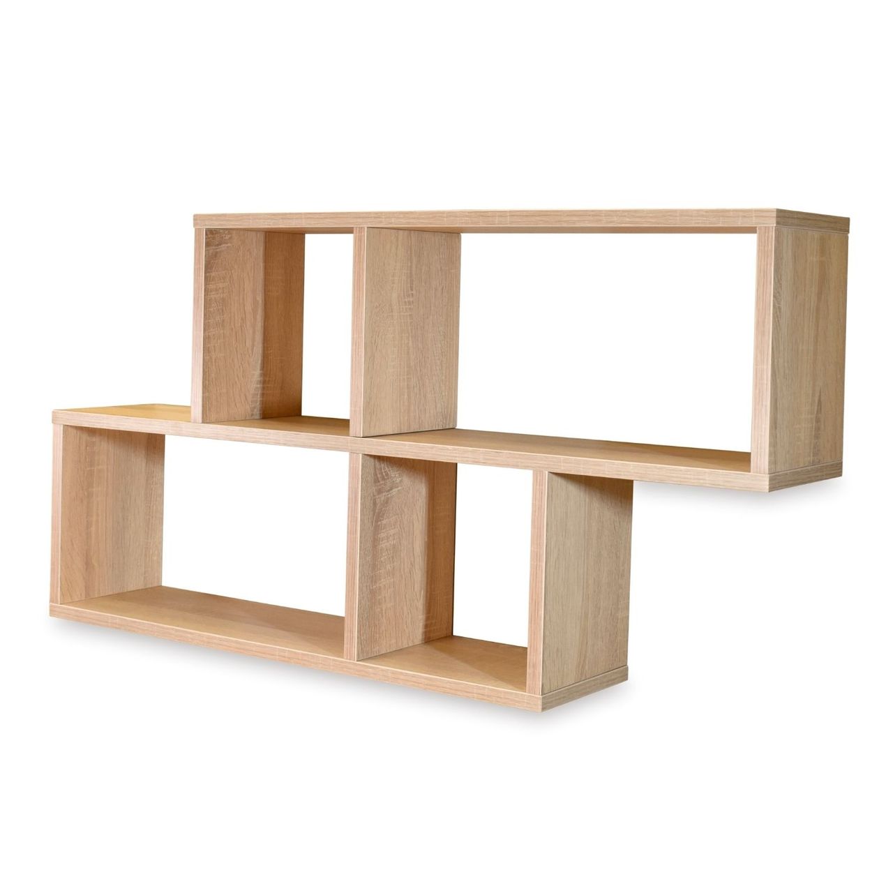 Coemo Wandregal Ernie 100 x 20 x 53 cm aus Holz MDF, 4 Fächer vertikal versetzt Natur