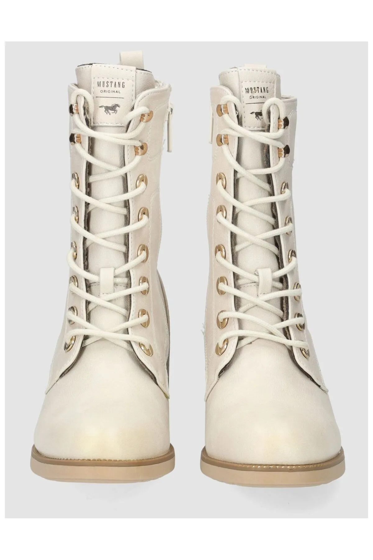 Mustang  Stiefelette - Beige - Blockabsatz