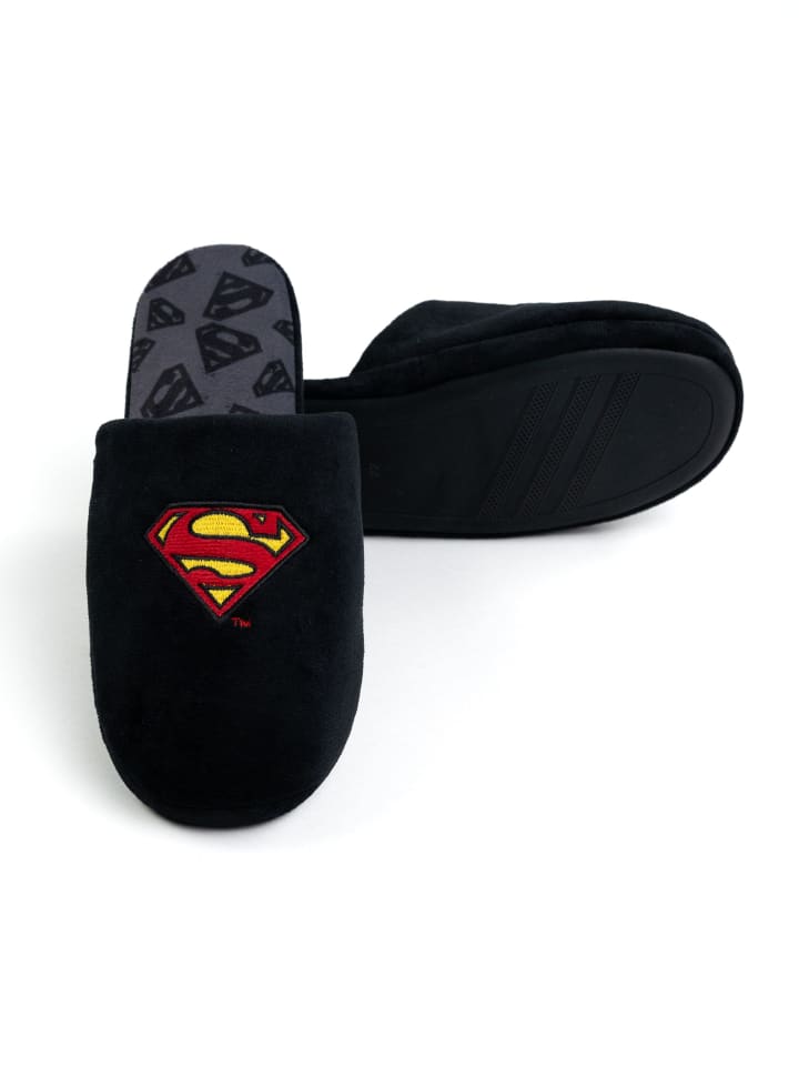 Superman DC Comics Superman Hausschuhe Puschen Schlappen Slipper Pantoffeln in schwarz günstig kaufen