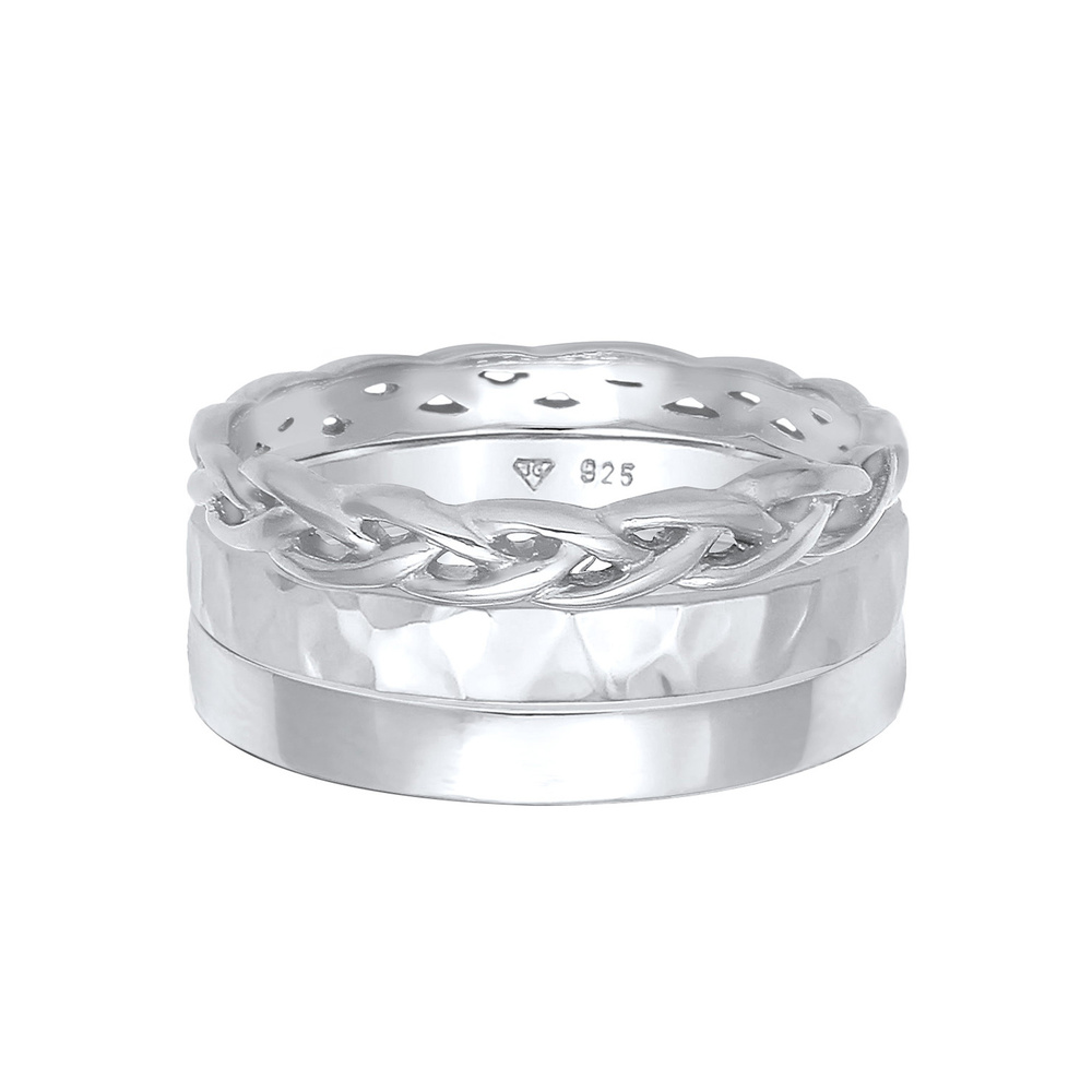Elli Elli Bague Set de 3 bracelets pour femmes en argent sterling 925 Bague