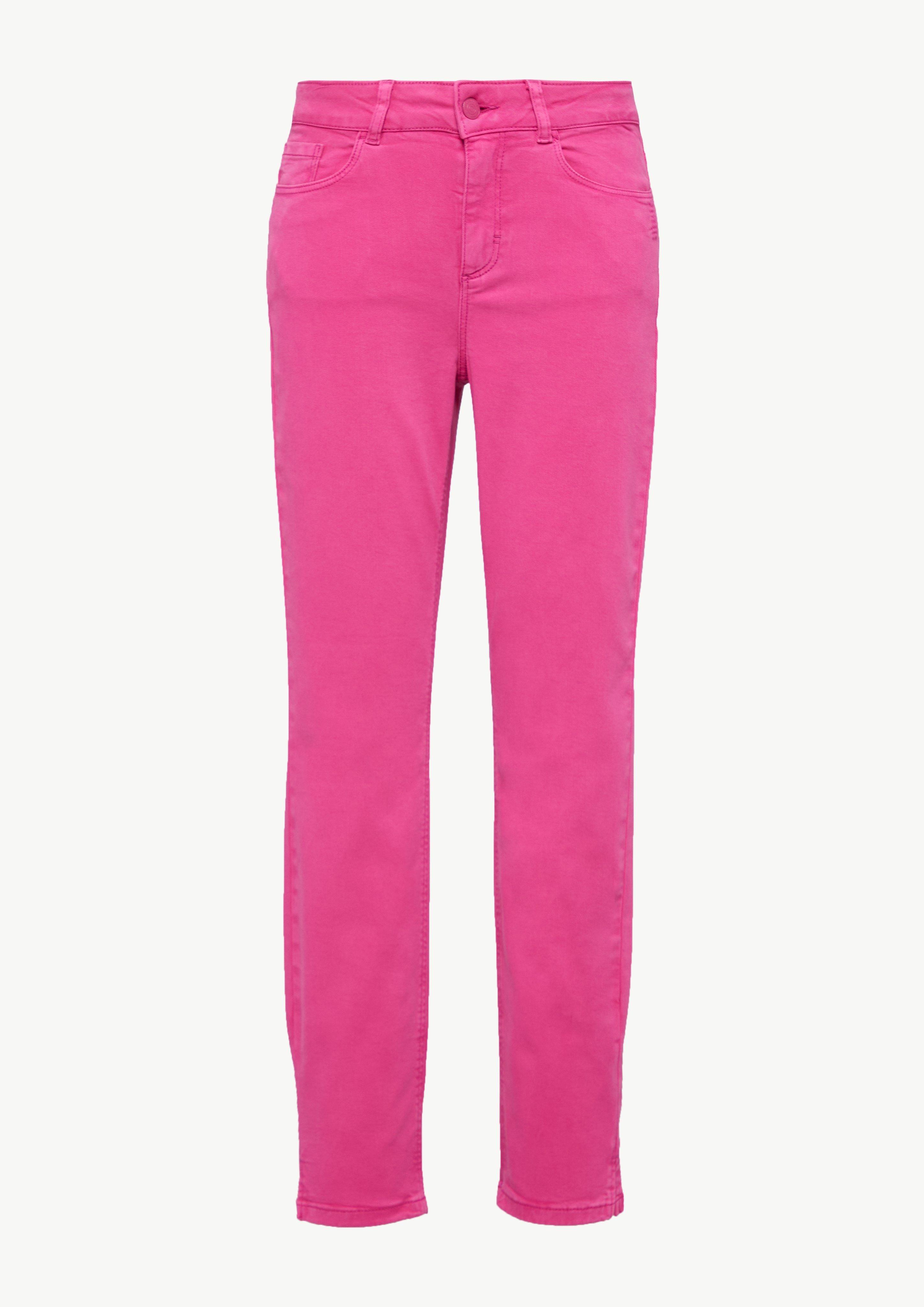Skinny Jeans mit geschlitztem Saum - pink