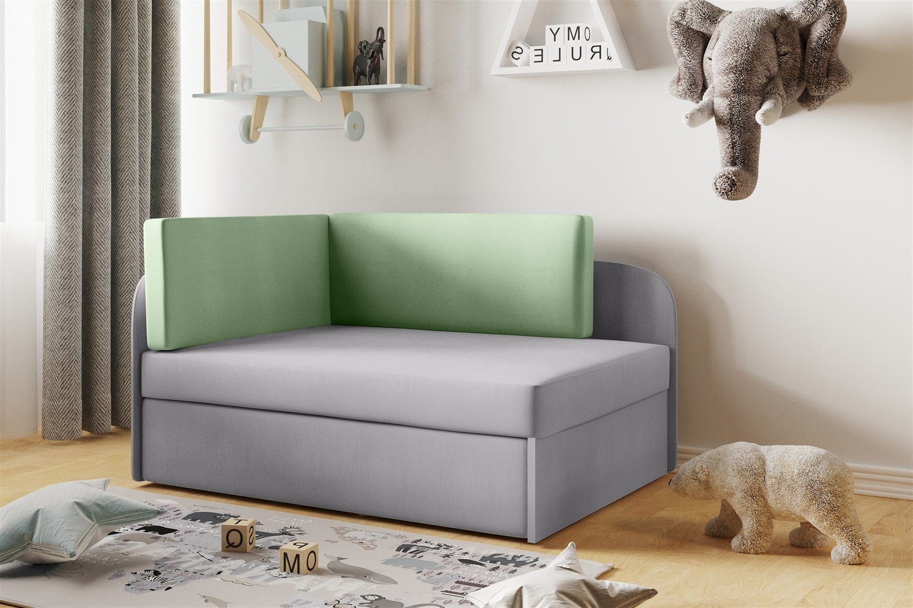 Fun Möbel Kindersofa Sofa Kindersofa Schlafsofa inkl. Bettkasten MAILO Seite Li o. Re, mit Schlaffunktion