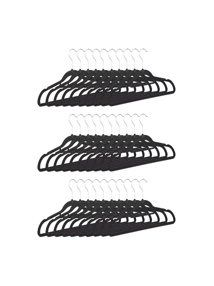 relaxdays 30er Set: Kleiderbügel in Schwarz günstig kaufen onesize