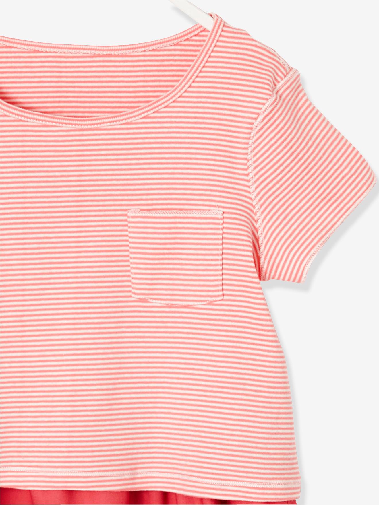Robe réversible fille bimatière rose