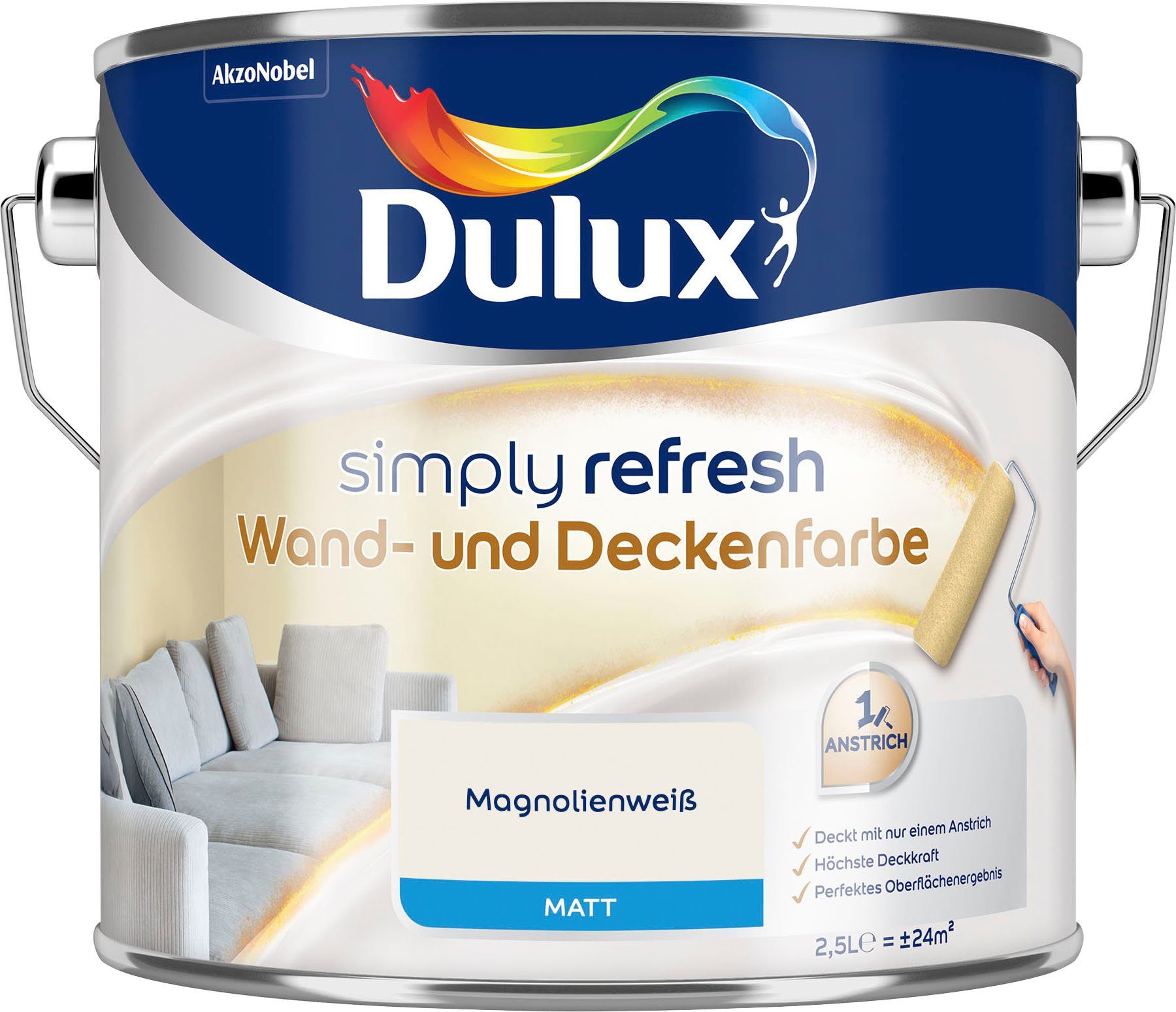 Dulux Wand- und Deckenfarbe Simply Refresh, matt, hochdeckend, 2,5 l