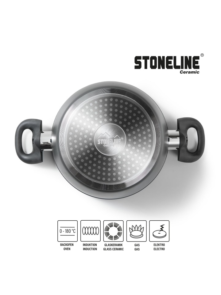 Stoneline Keramik Kochgeschirr-Set 6-teilig 18/20/24 | mit Deckeln in Anthrazit günstig kaufen onesize
