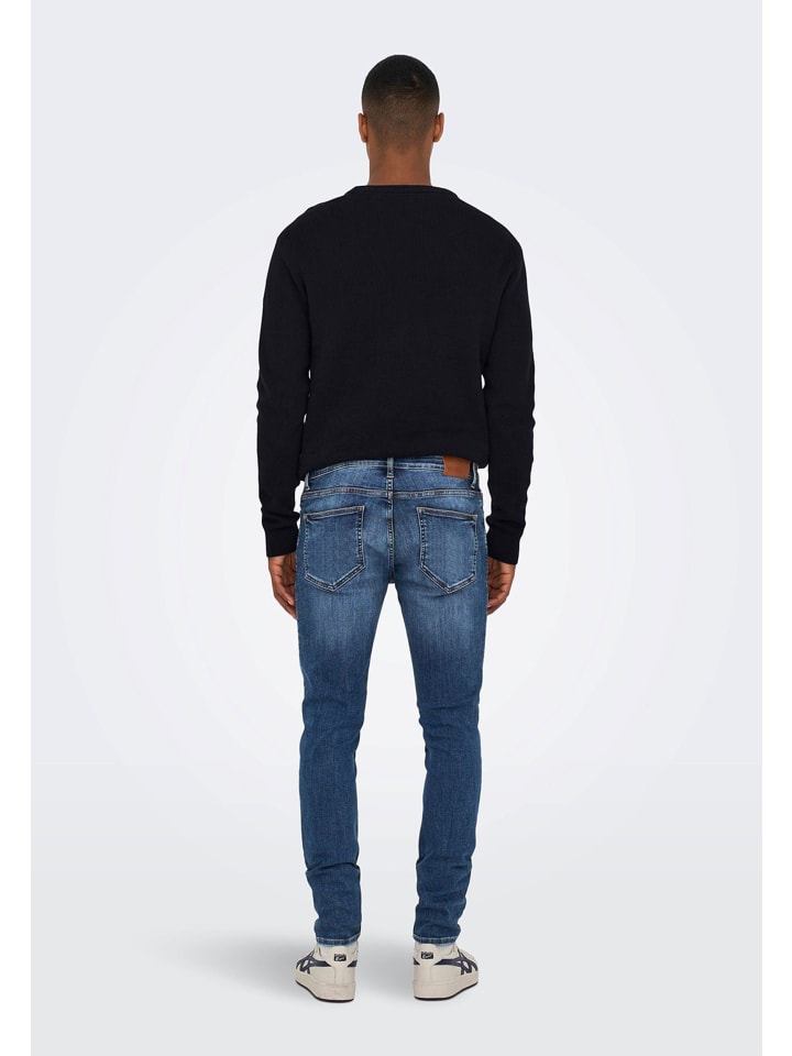 Only&Sons Skinny Fit Jeans Basic Denim Hose Stoned Washed Pants ONSWARP in Blau-2 günstig kaufen