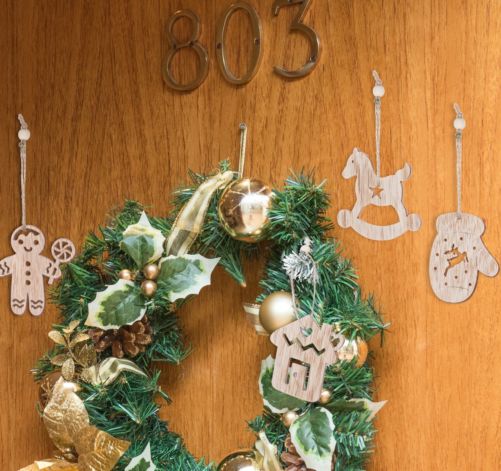 Homewit Christbaumschmuck Weihnachtsanhänger Holz Weihnachtsbaumschmuck Weihnachtsdeko Anhänger, Holzanhänger Weihnachtsbaum Anhänger DIY Holzdeko