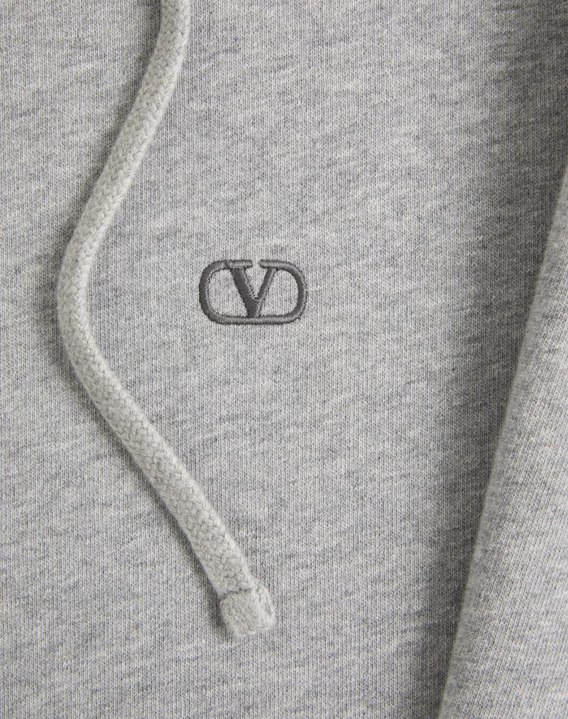 Moletom com capuz Valentino em algodão com bordado do logotipo V