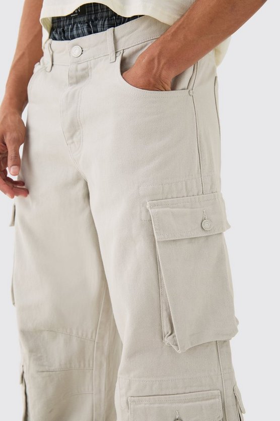 Lockere Jeans mit Cargo-Taschen und Acid-Waschung